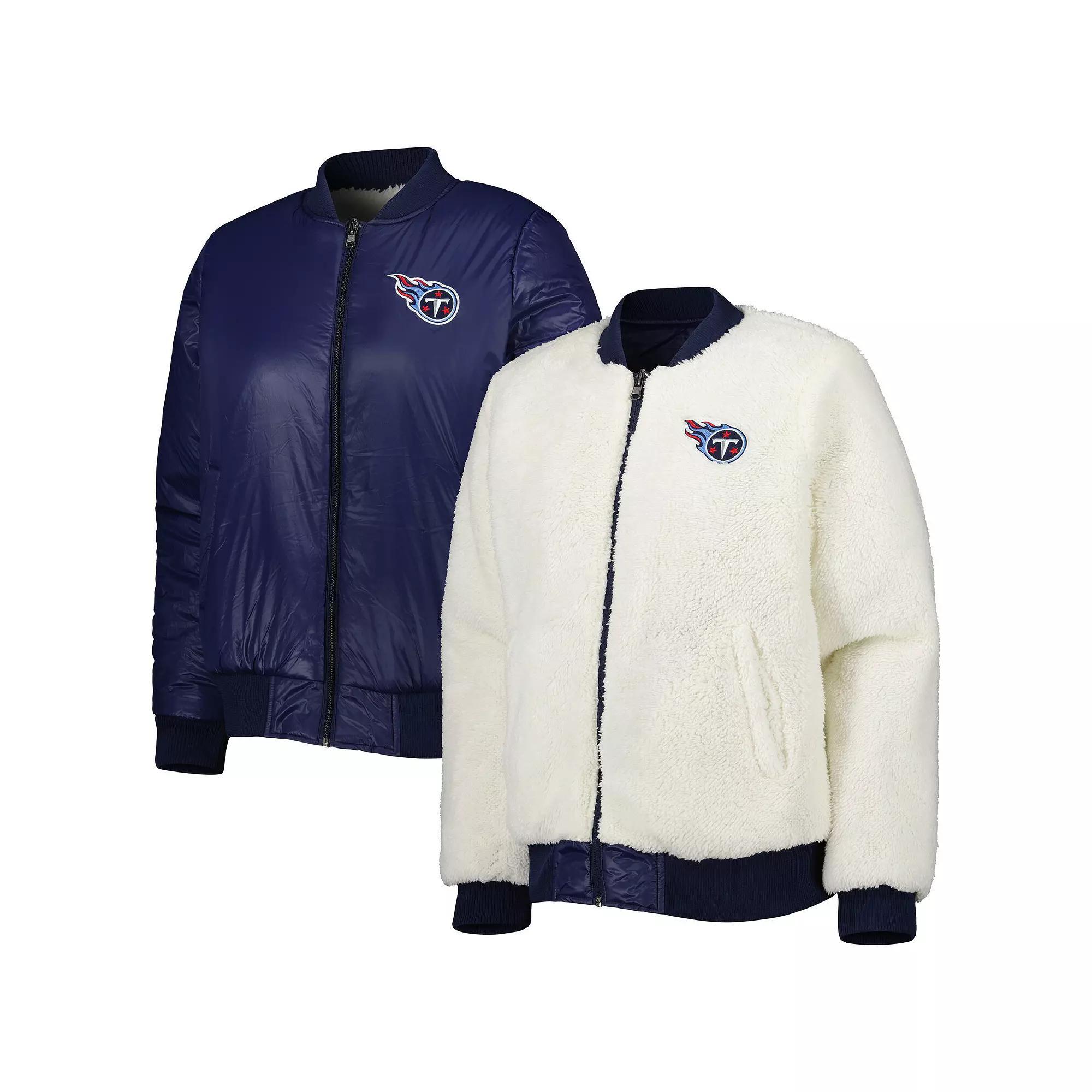 Women's G-III 4Her by Carl Banks Oatmeal/Navy Tennessee Titans Switchback Reversible Full-Zip Jacket,  Product Image
