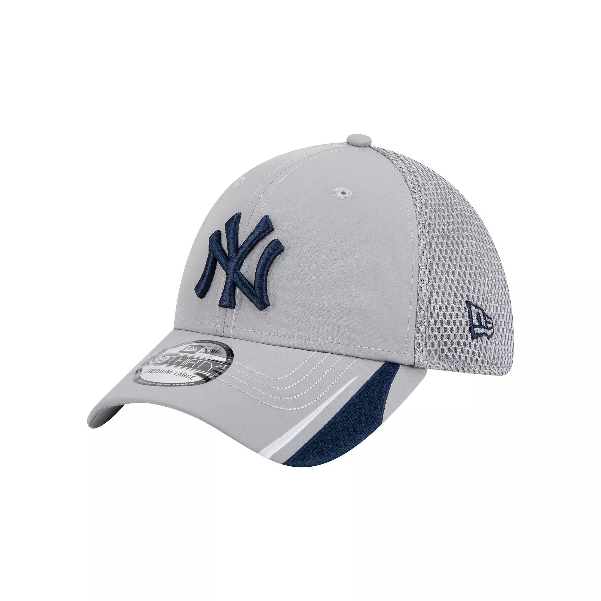Men's New Era  Gray New York Yankees Linear 39THIRTY Flex-Fit Hat, Size: Medium/Large, Grey Product Image