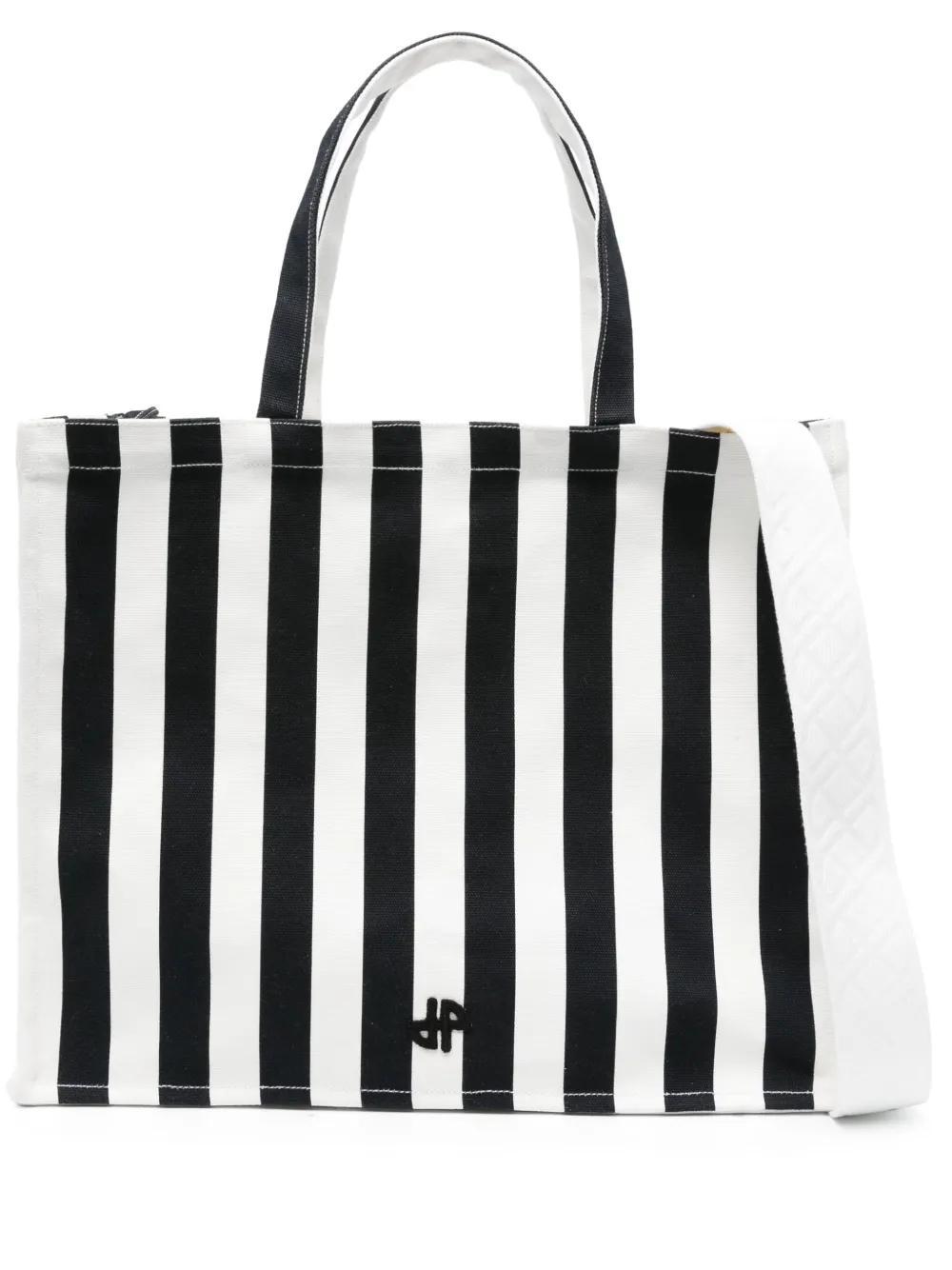 PATOU Large Jp Striped Tote Bag In White Product Image