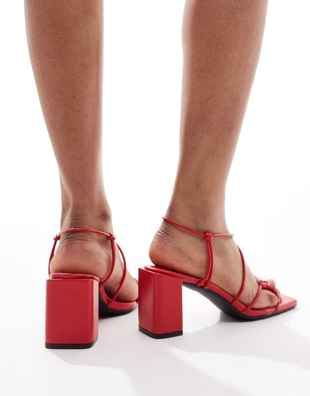 Public Desire Taryn strappy block heel sandals in cherry red Product Image