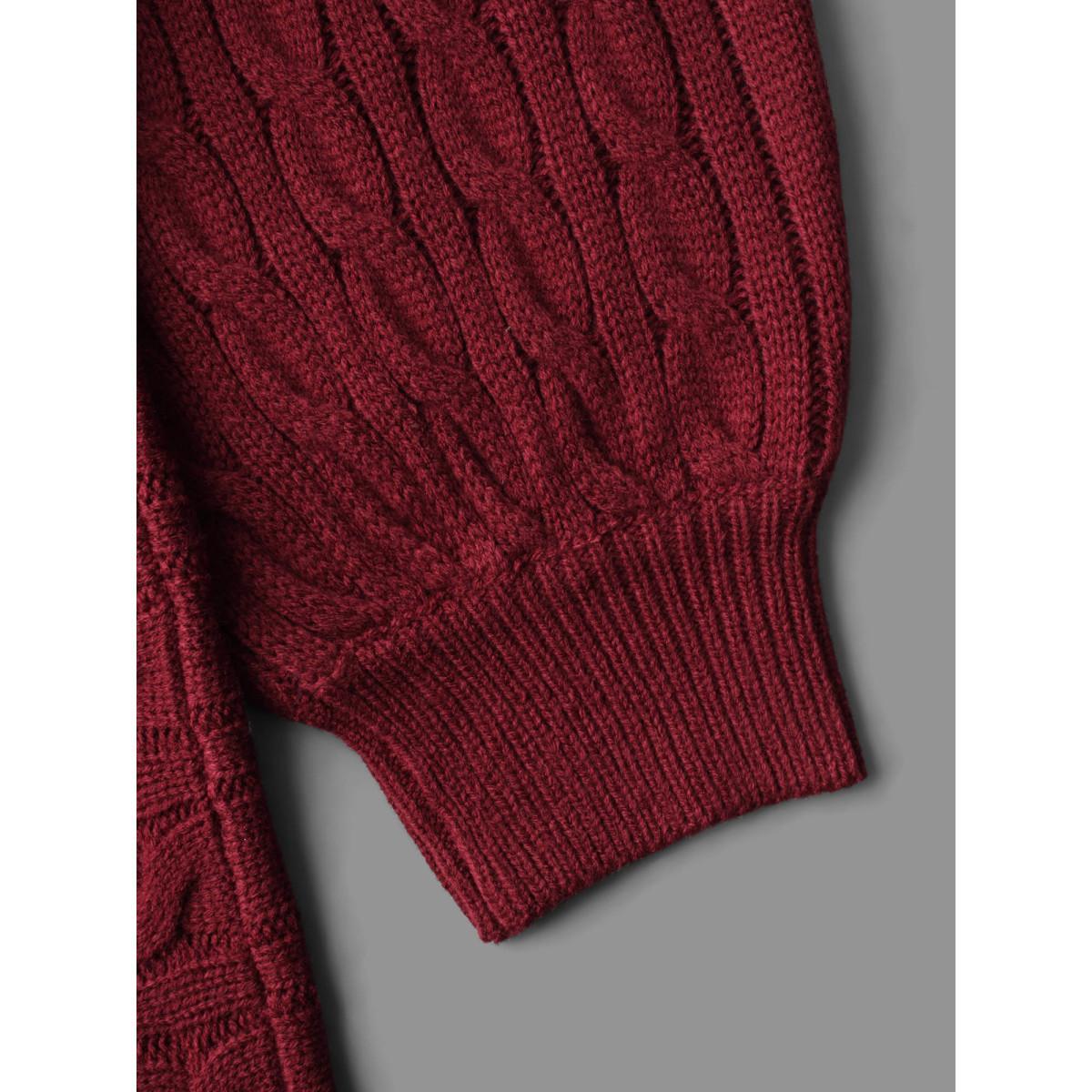 Plus Size Cable Knit Dolman Sleeve Pullover Deepred Women Casual Loose Long Sleeve Boat Neck Everyday Pullovers BloomChic 28/5X Product Image