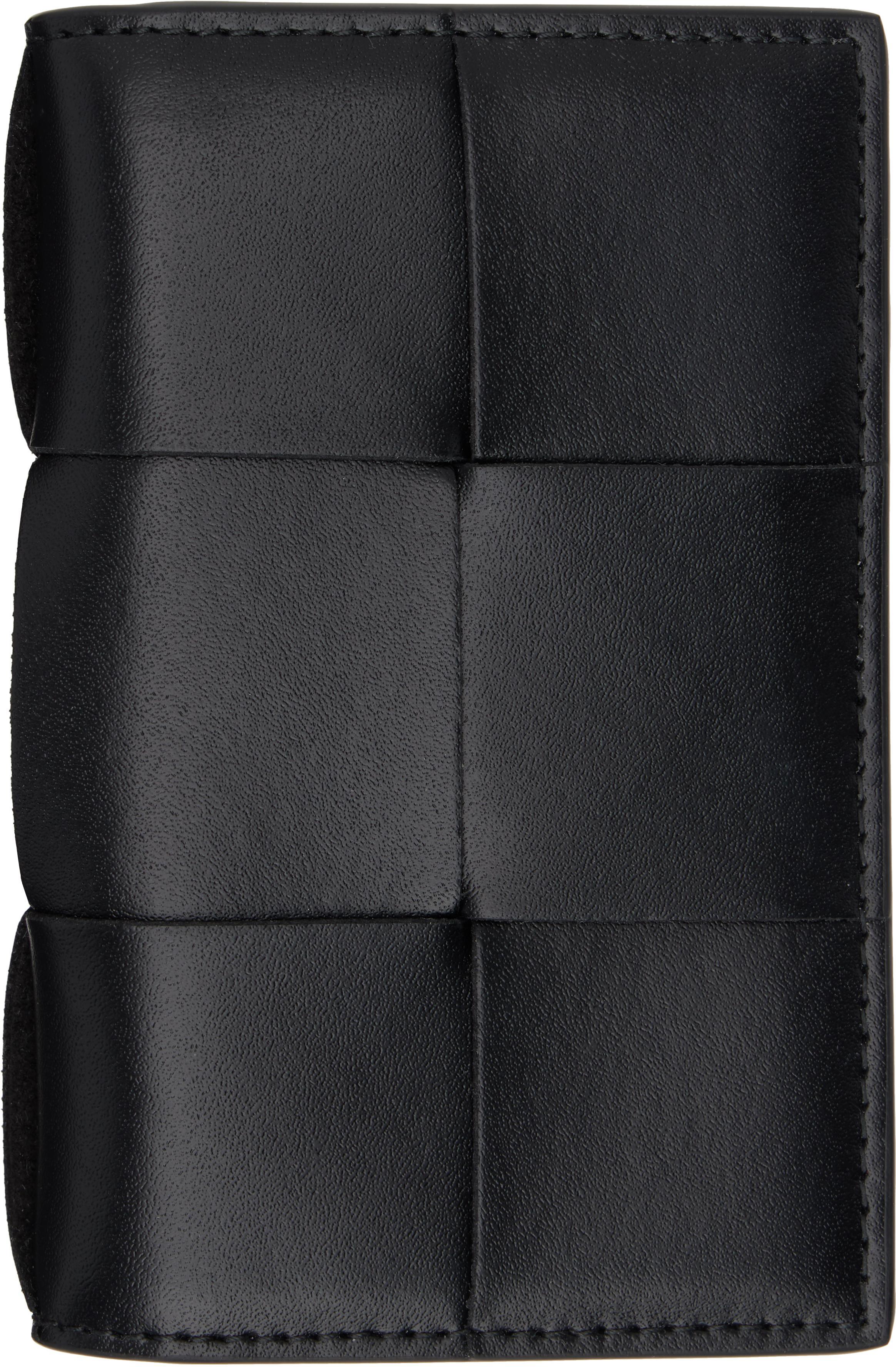 BOTTEGA VENETA Black Cassette Flap Card Holder In 8803 Product Image