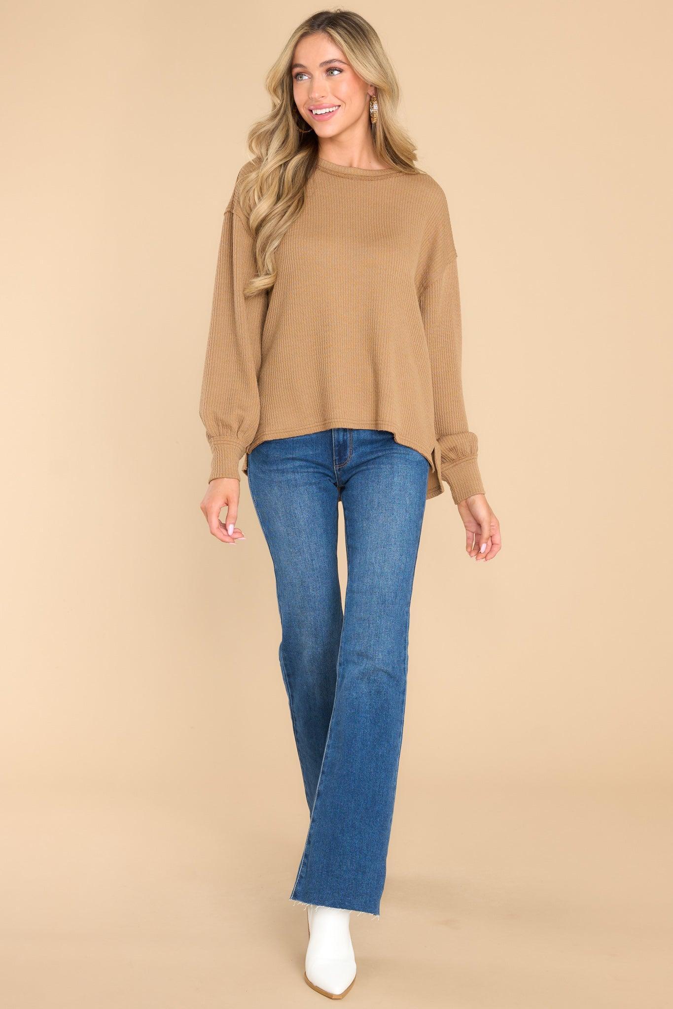 I've Been Waiting Camel Sweater Beige Product Image