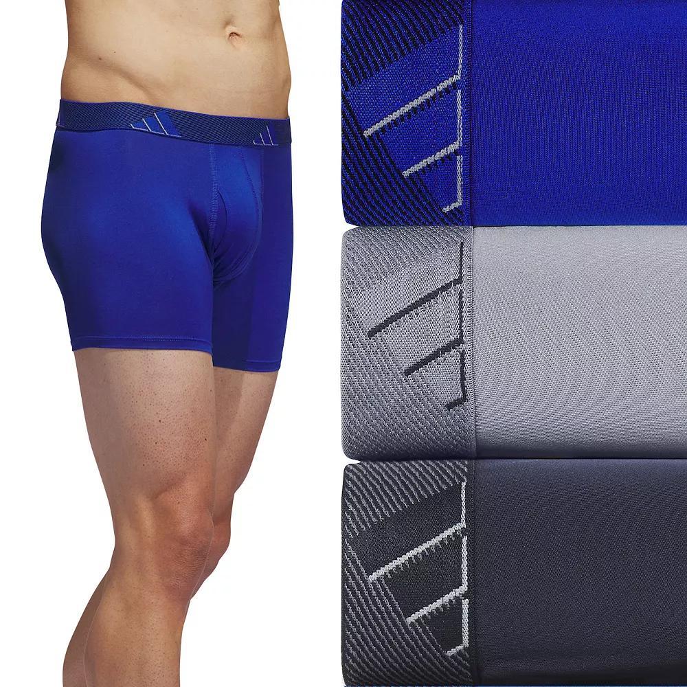 adidas Microfiber 3-Pack Trunk Underwear Blue S Mens Product Image