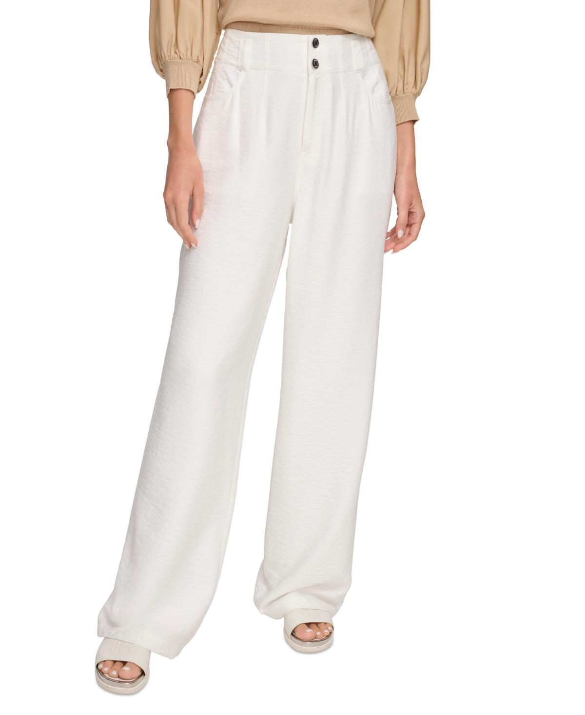 Dkny Womens Top-Stitched Crinkle Trousers Product Image