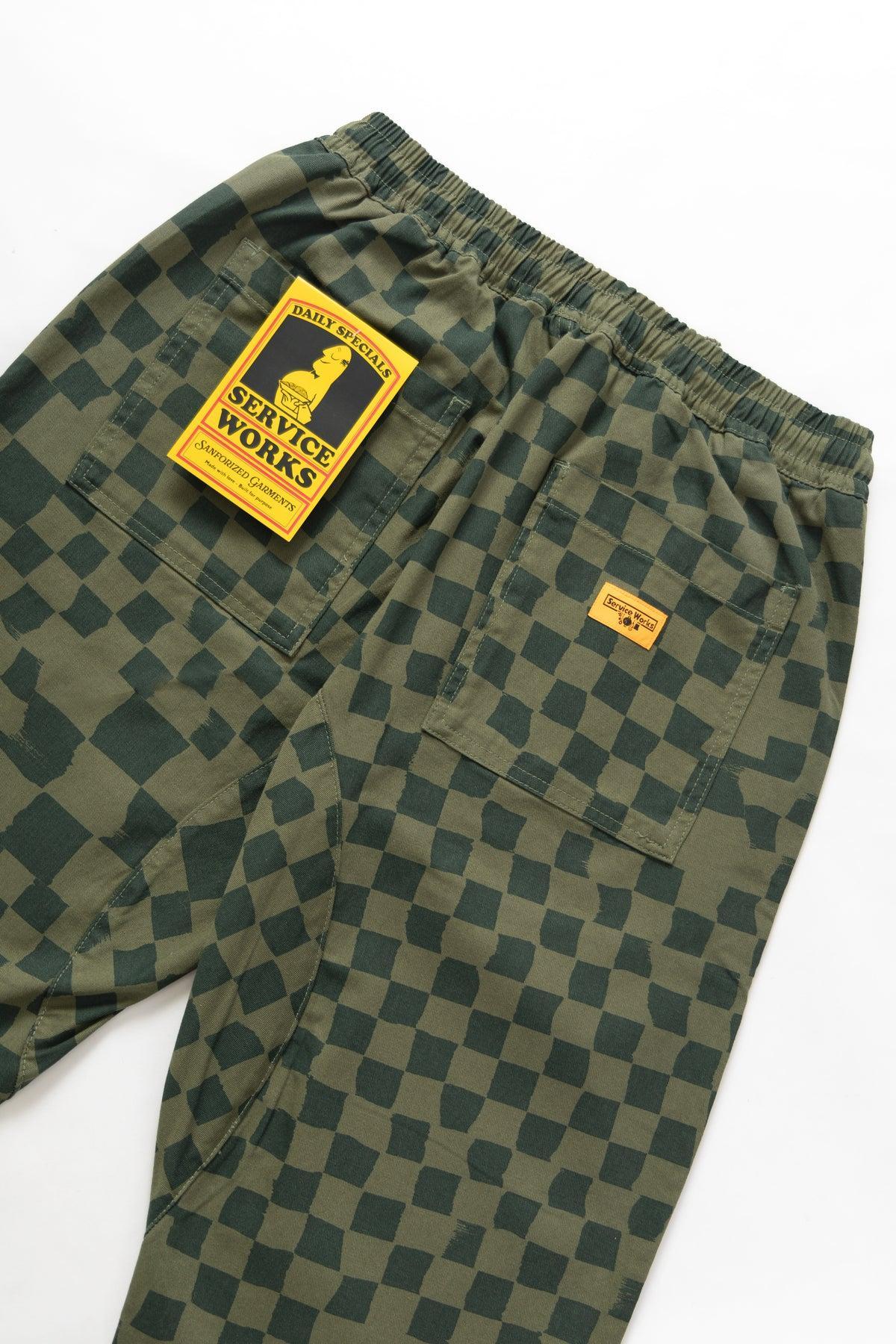 Printed Chef Pants - Olive Checker Product Image