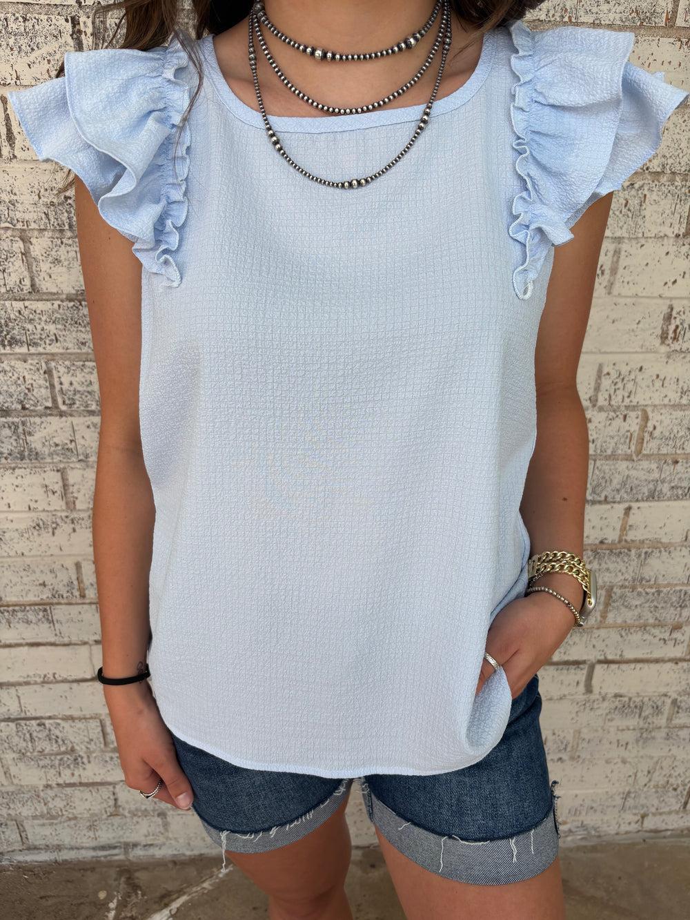 Textured Bow Frilled Butterfly Sleeve Blouse-3 Colors Product Image