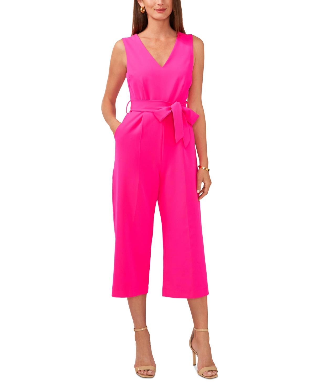 Vince Camuto Sleeveless Belted Wide Leg Crop Jumpsuit Product Image