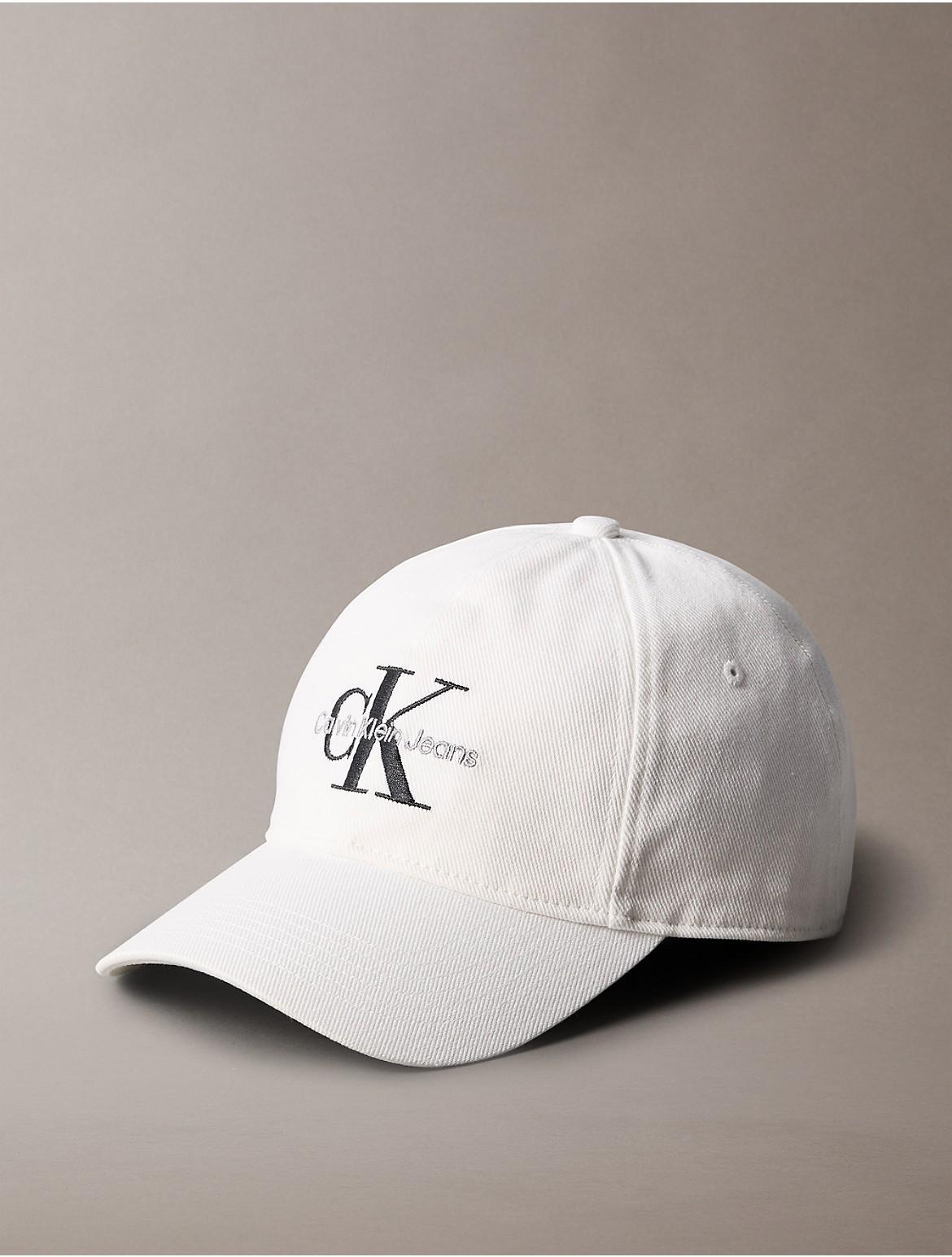 Calvin Klein Mens Monogram Logo Baseball Cap - White Product Image