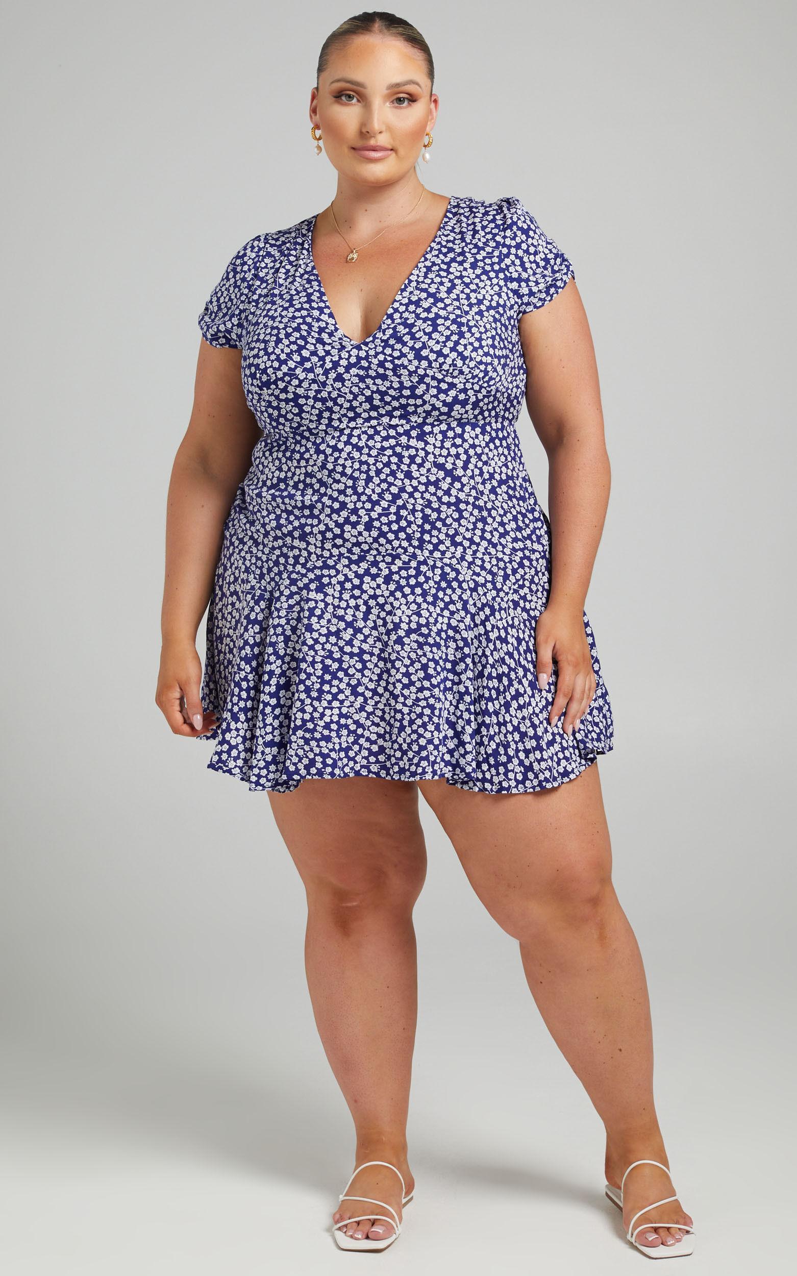 Bettina Mini Dress - Short Sleeve Dress in Navy Product Image