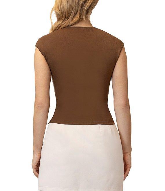 Stevie By Steve Madden Cap Sleeve Square Neck Cropped Top Product Image