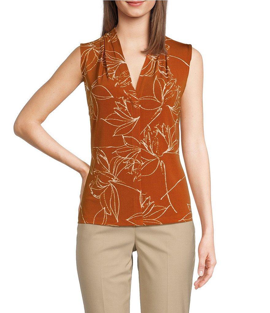 Calvin Klein Stretch Printed V Neckline Sleeveless Top Product Image