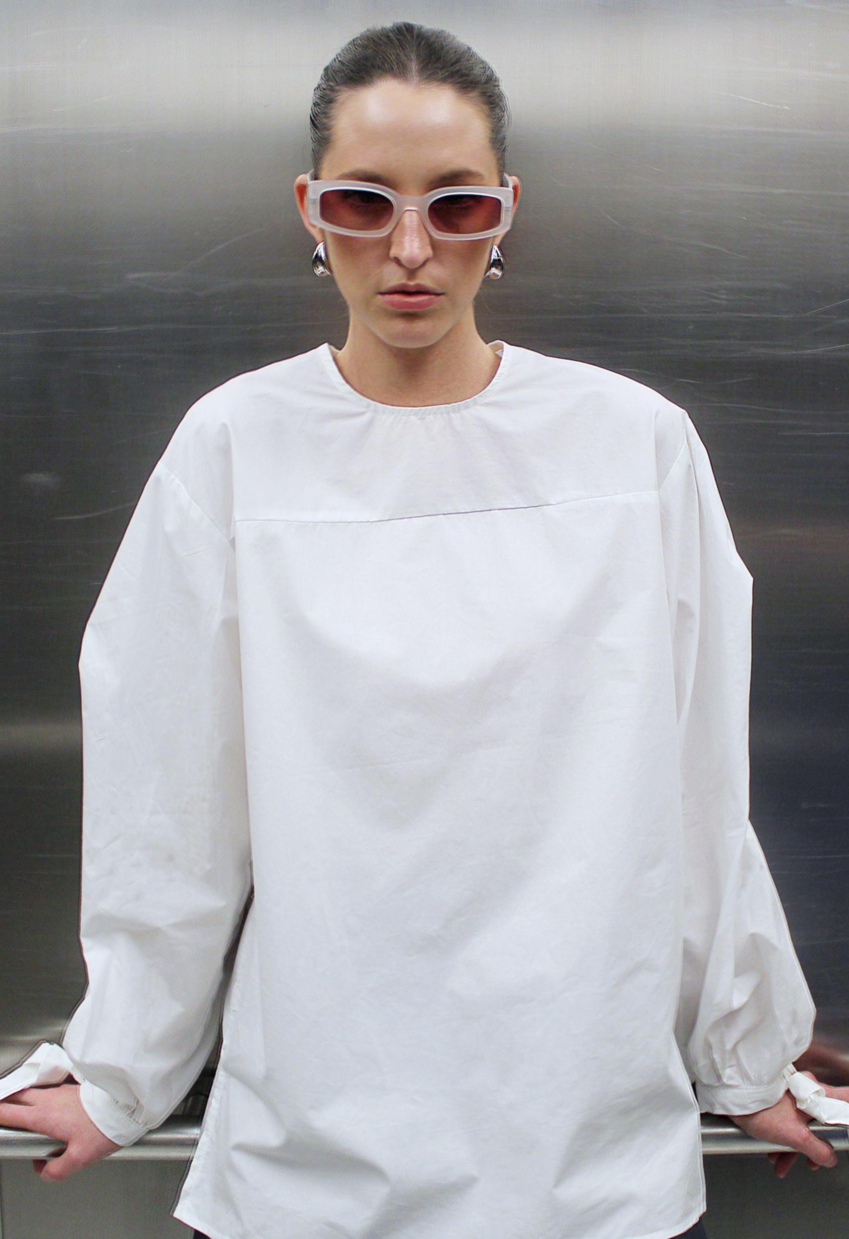 Alexandra White Tie Sleeve Top Product Image