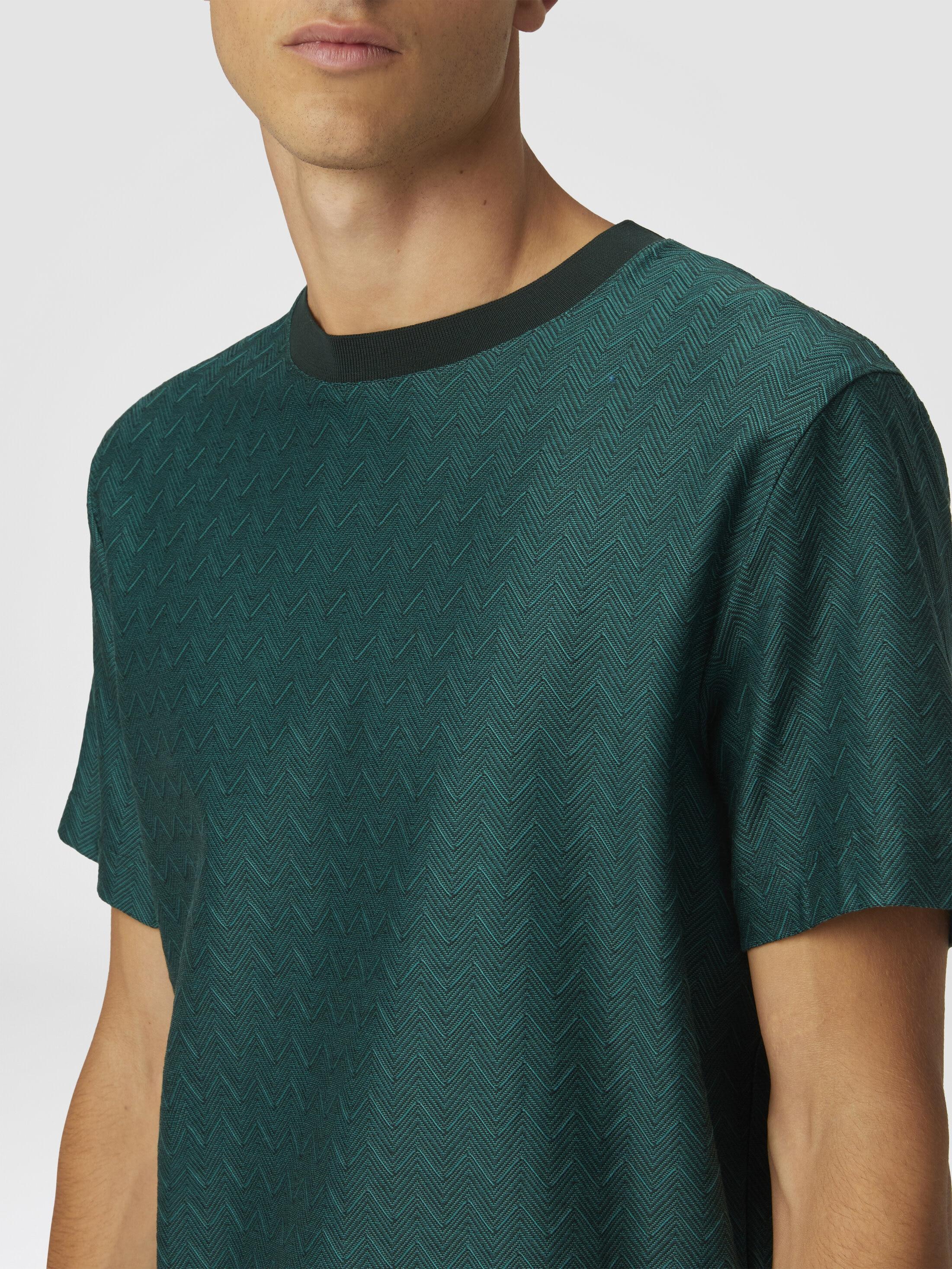 Tone-on-tone zig zag cotton jersey crewneck T-shirt Product Image