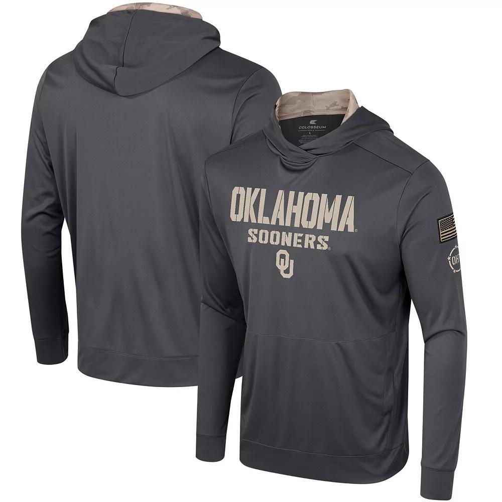 Men's Colosseum Charcoal Oklahoma Sooners OHT Military Appreciation Long Sleeve Hoodie T-Shirt, Size: Small Product Image