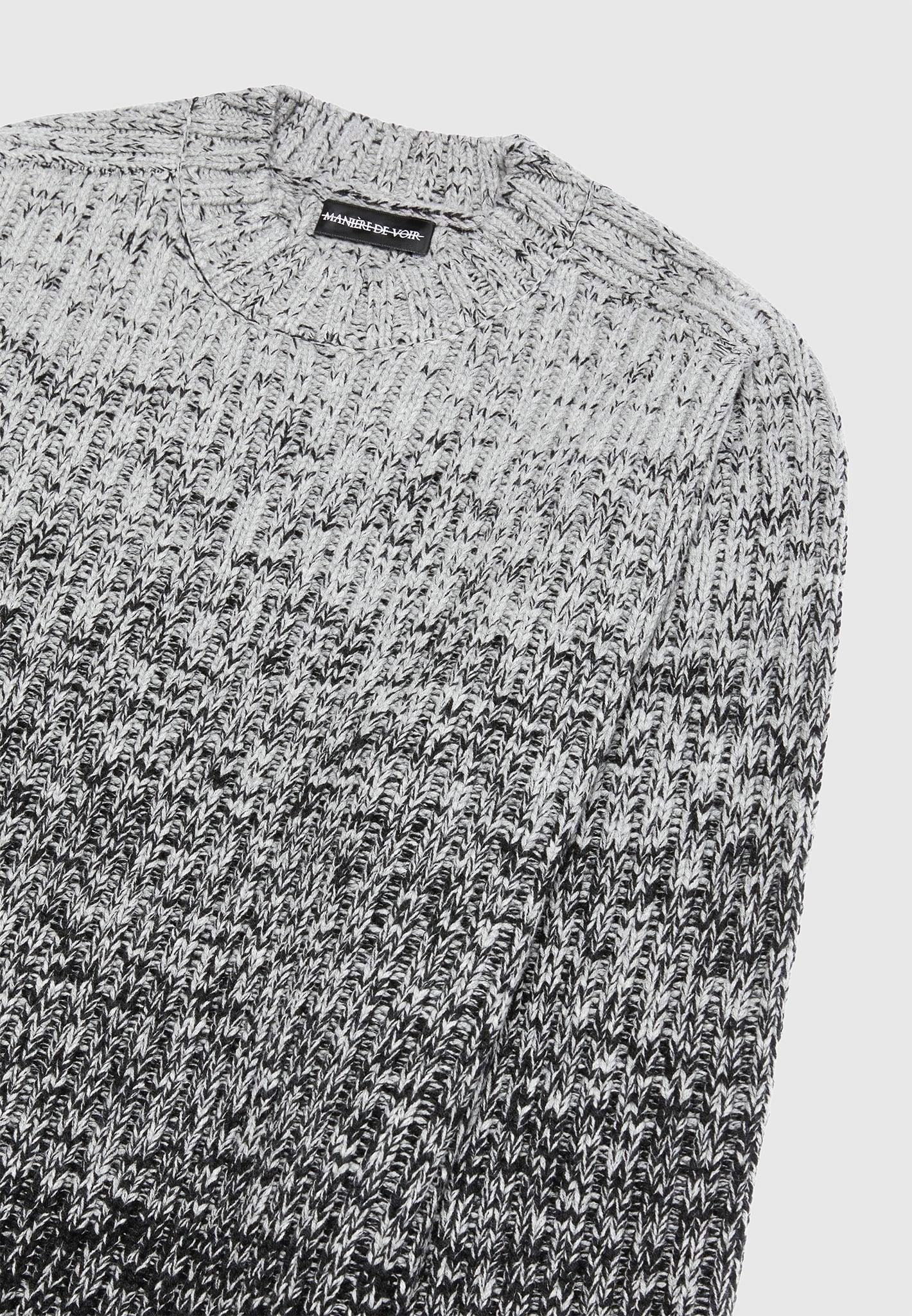 Ombré Chunky Knit Jumper - Grey/Black Male Product Image