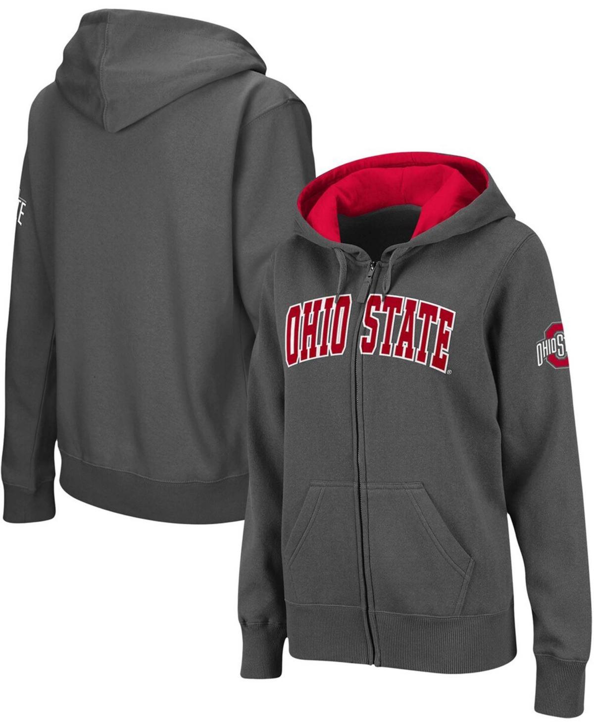 Womens Charcoal Ohio State Buckeyes Arched Name Full-Zip Hoodie Product Image