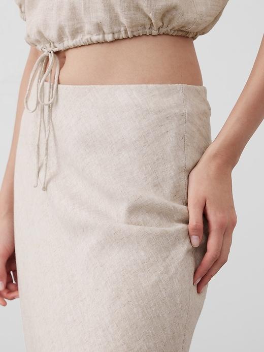 Linen-Blend Midi Slip Skirt Product Image