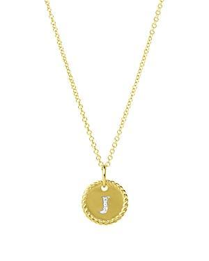 Womens Initial Charm Necklace in 18K Yellow Gold with Pav Diamonds Product Image