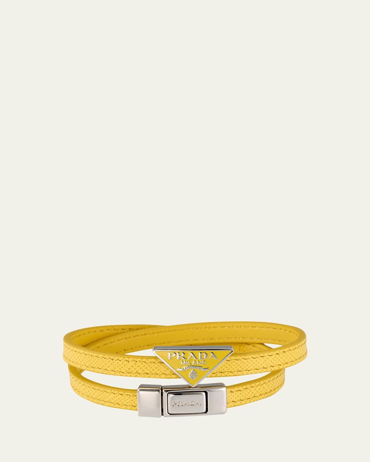 Mens Saffiano Leather Logo Bracelet Product Image