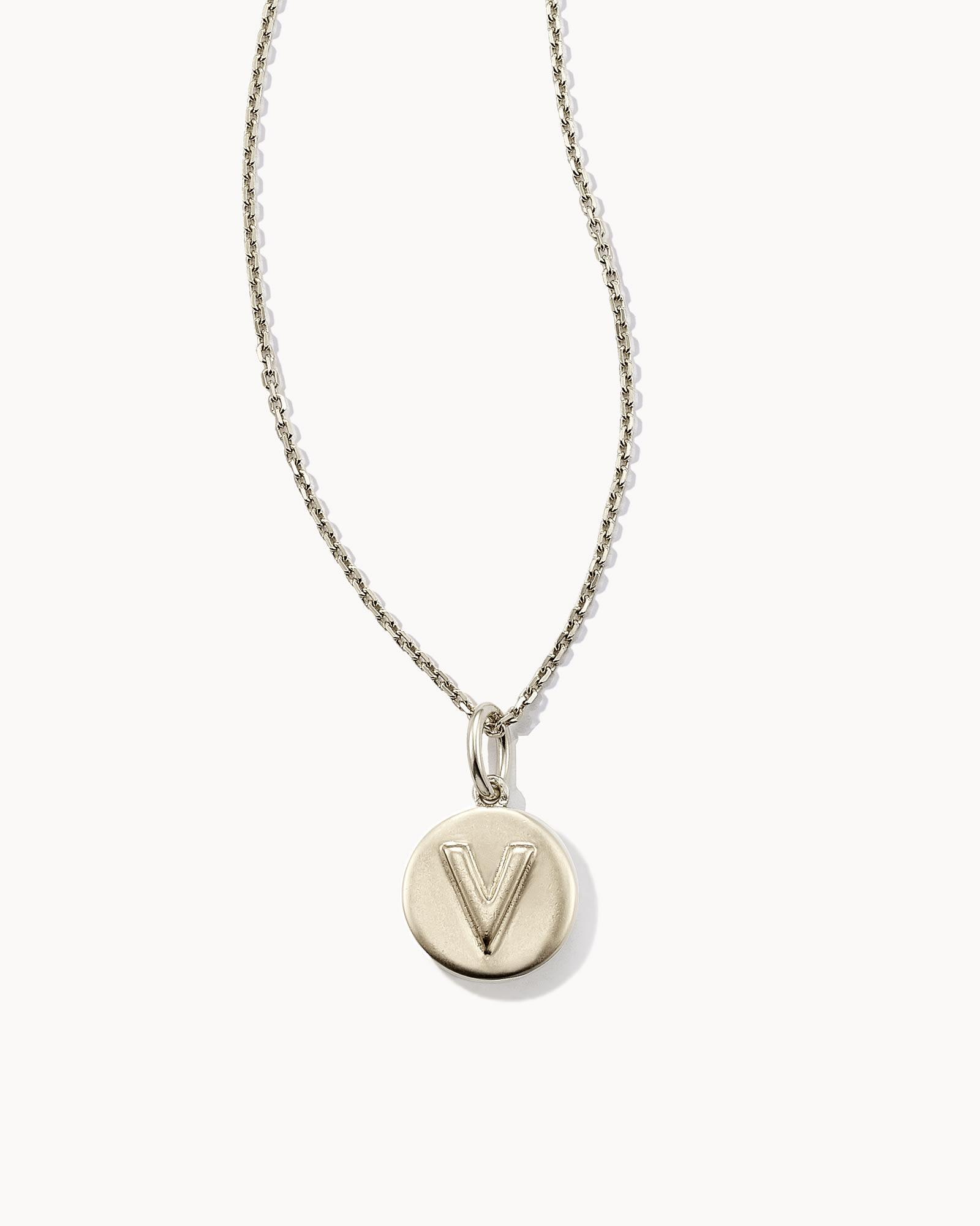 Letter X Coin Pendant Necklace in Oxidized Sterling Silver Product Image