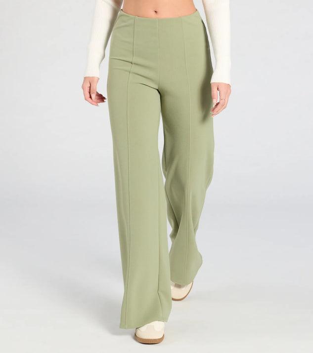 She's All Business Wide-Leg Crepe Trouser Pants Product Image