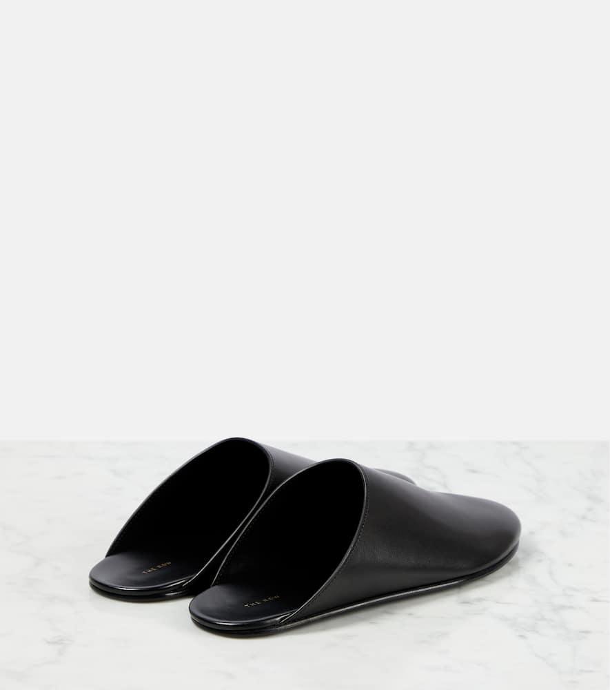 THE ROW Dante Leather Mules In Black Product Image