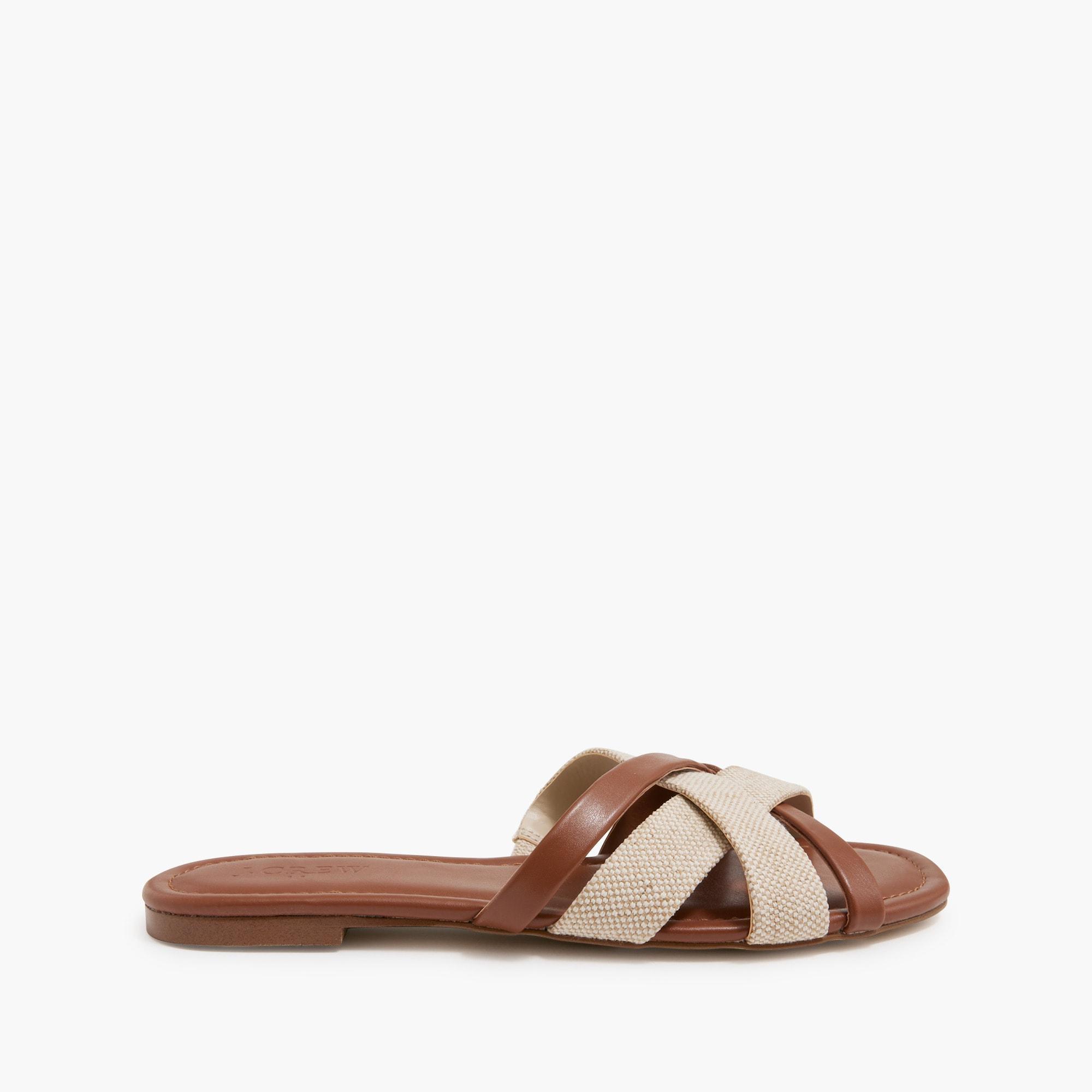 Mixed crisscross slide sandals Product Image