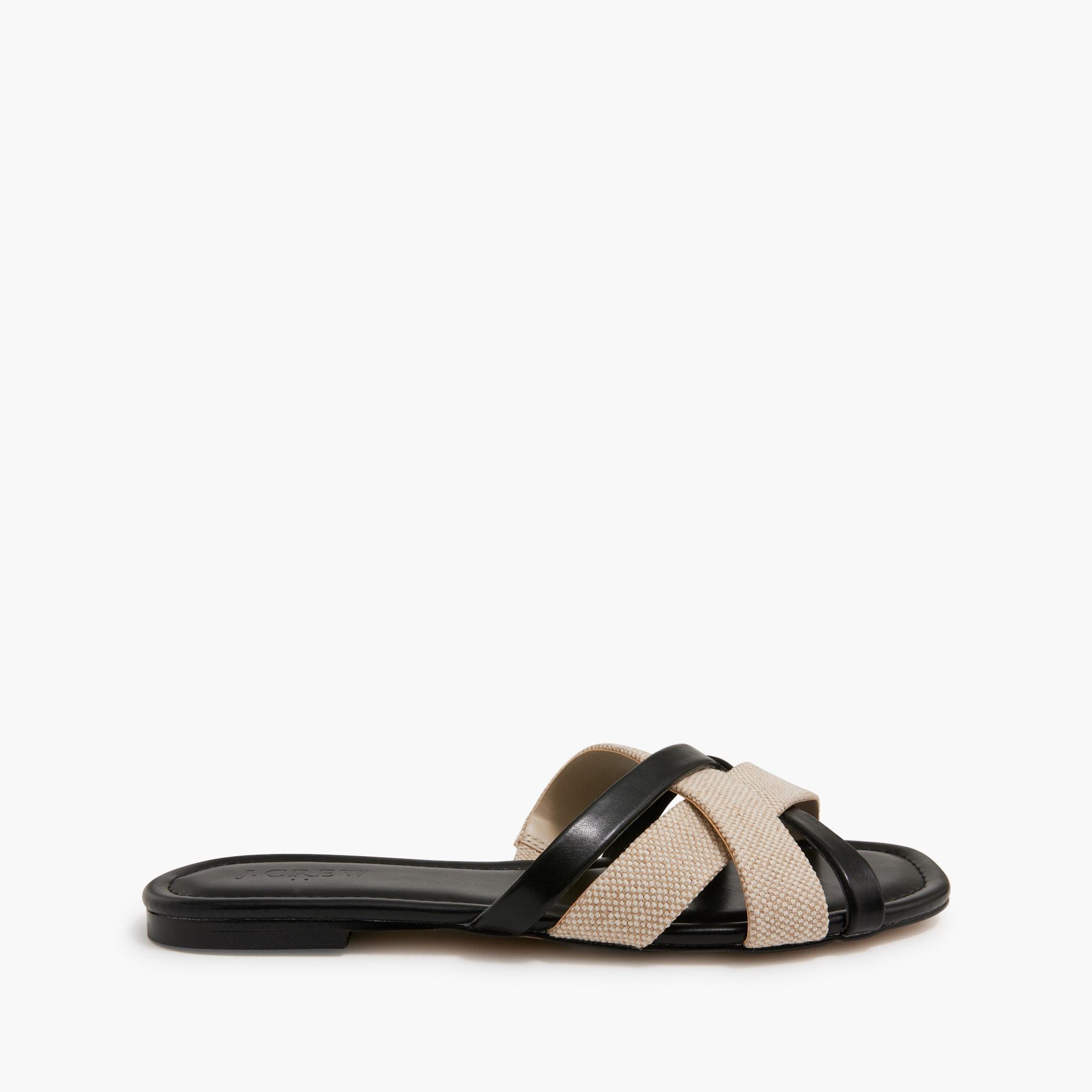 Mixed crisscross slide sandals Product Image