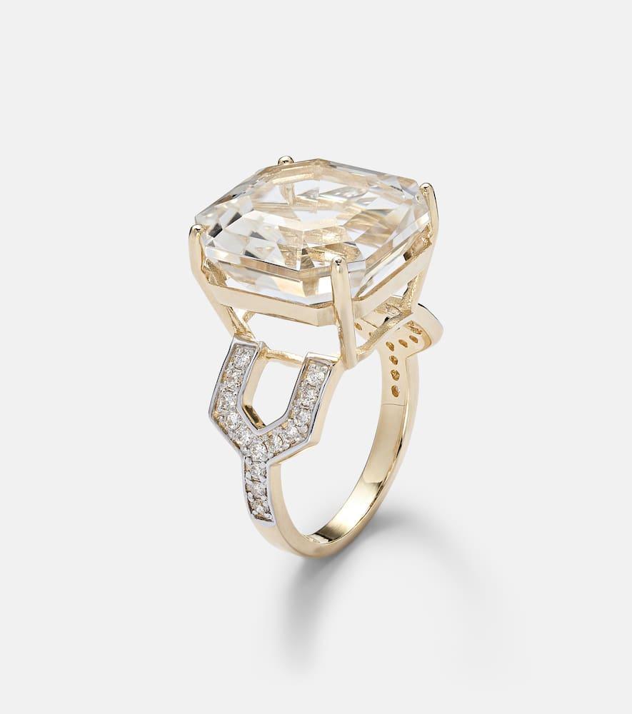 MATEO 14kt Gold Ring With Quartz And Diamonds Product Image