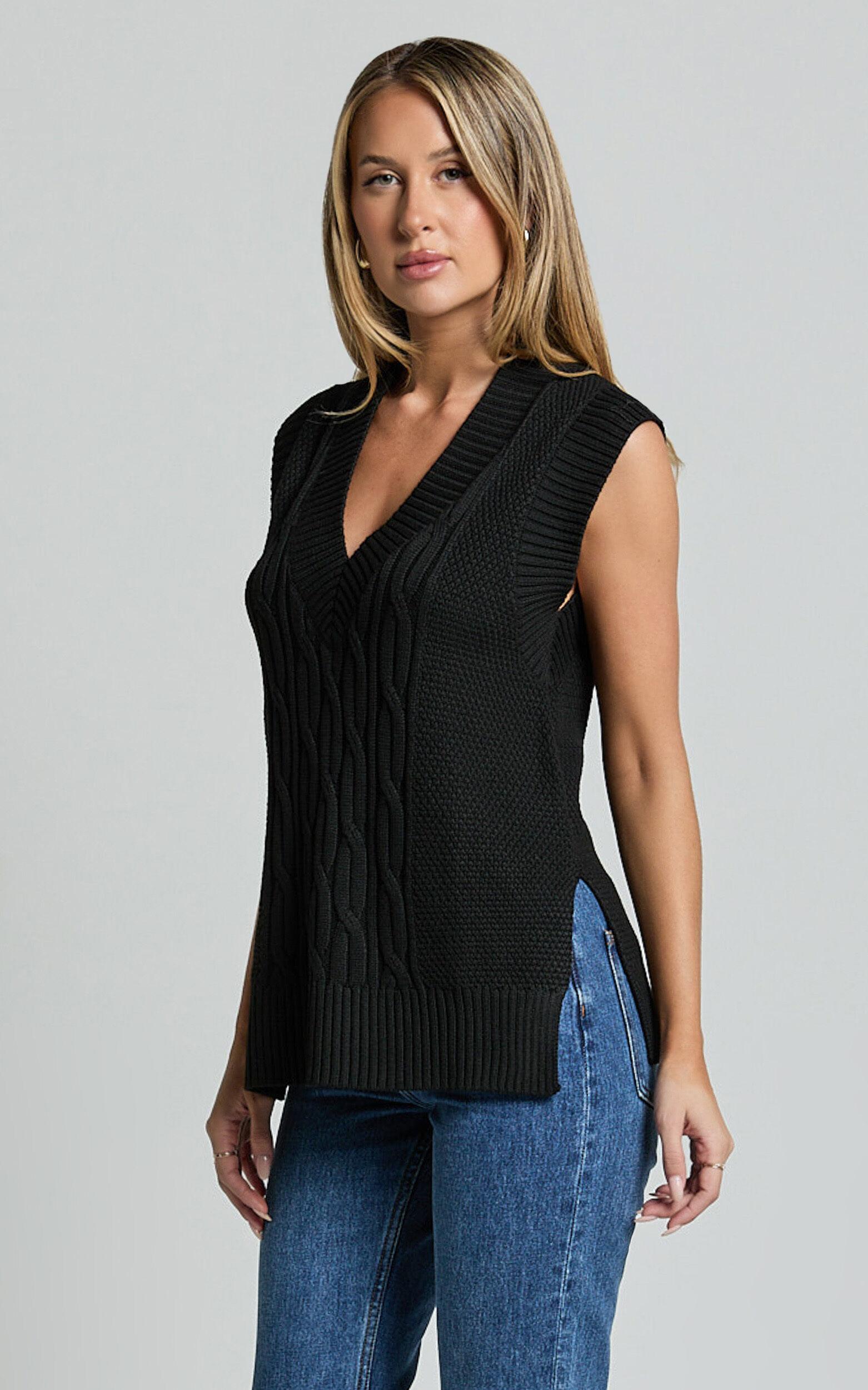 Cadha Vest - Knit Sweater Vest in Black Product Image