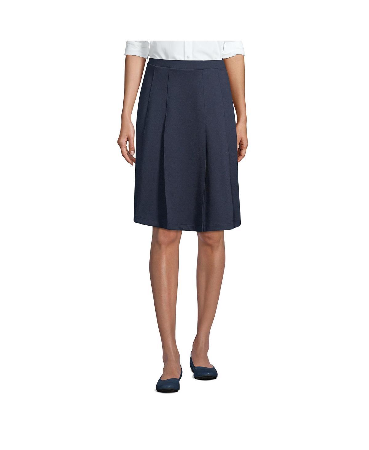 Womens Lands End Ponte Knee Length Pleated Skirt Grey Heather Product Image