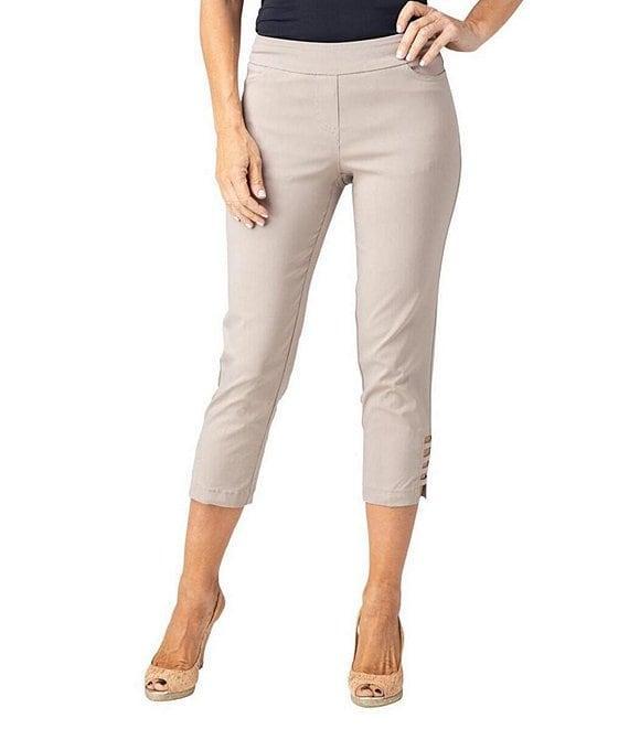 Slimsation® by Multiples Straight Ladder Hem Pull-On Twill Crop Pants Product Image