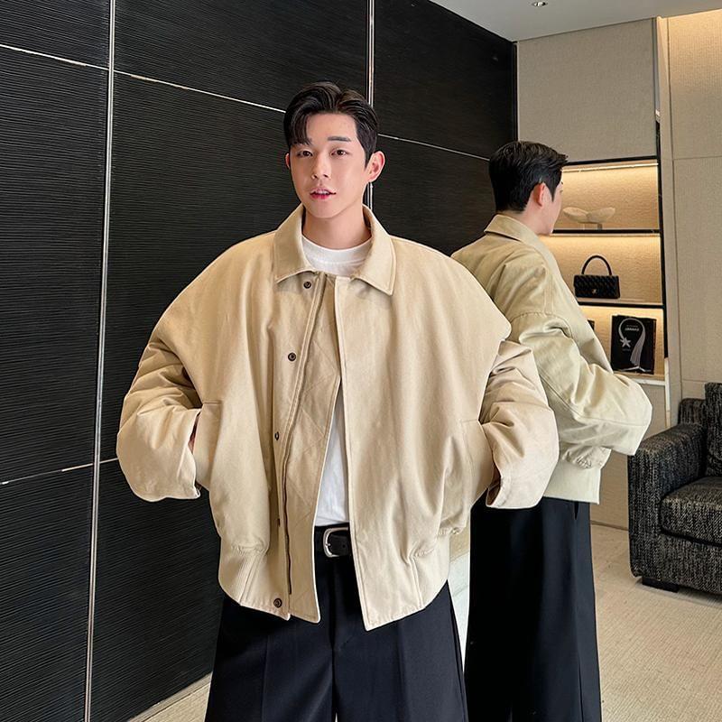 Drop-Shoulder Plain Zip Jacket Product Image