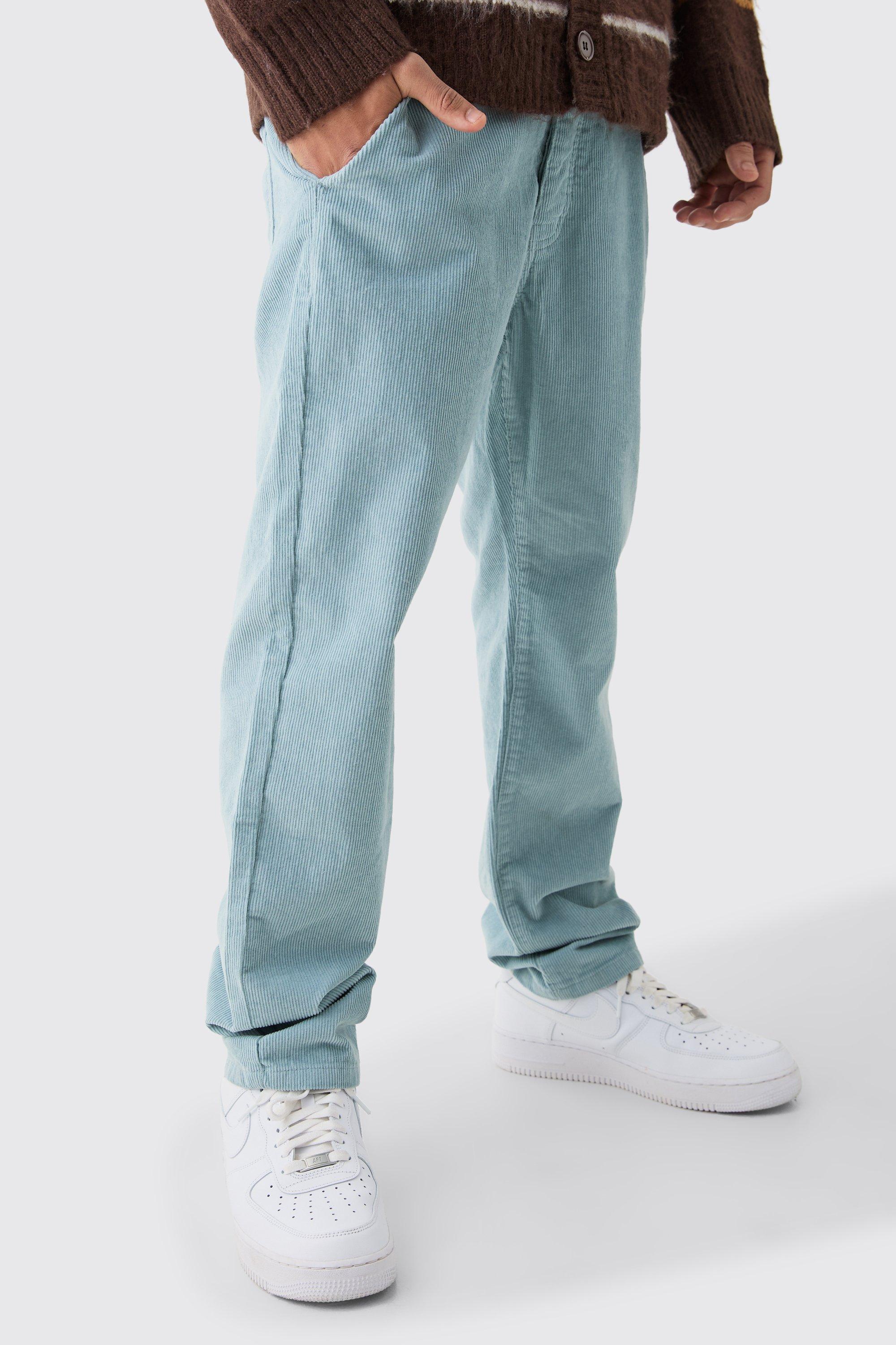 Mens Relaxed Tapered Cord Pants In Slate - Grey Product Image