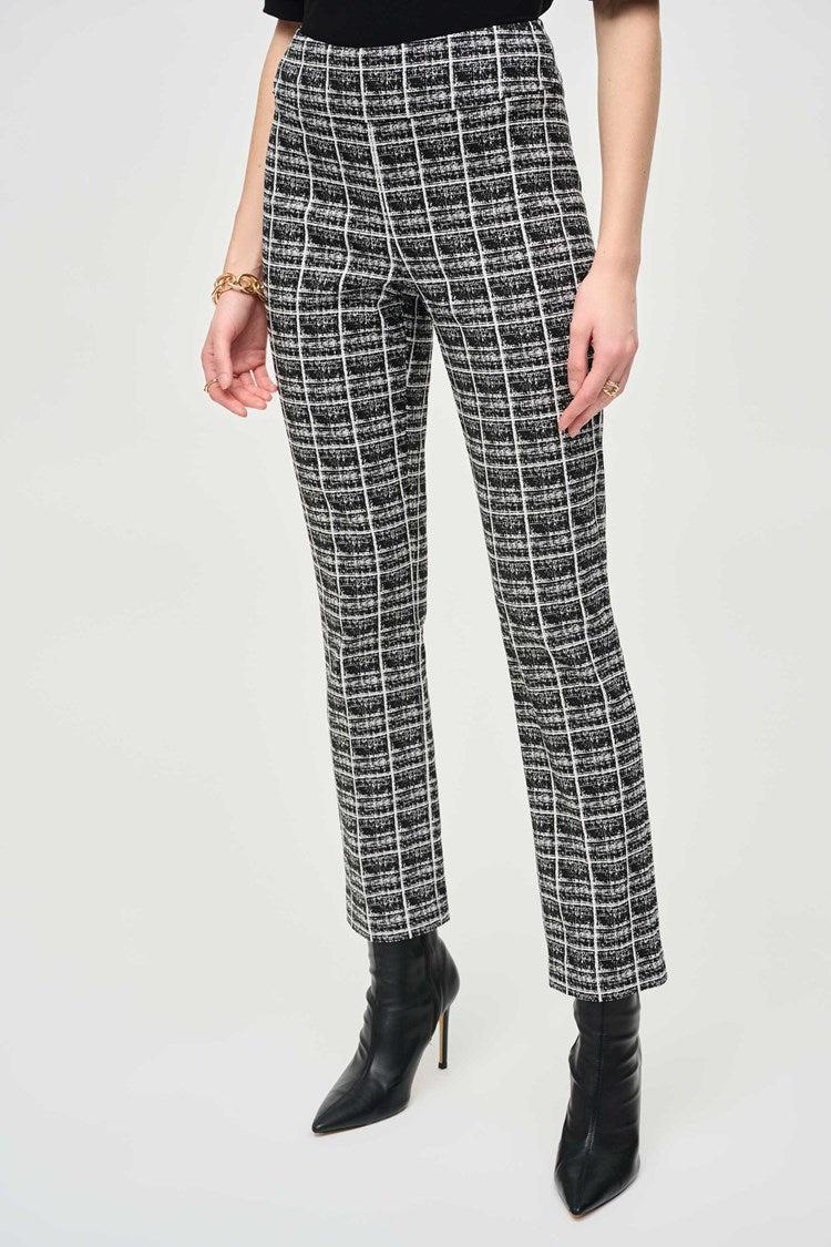 Jacquard Plaid Straight Pull-On Pants Product Image