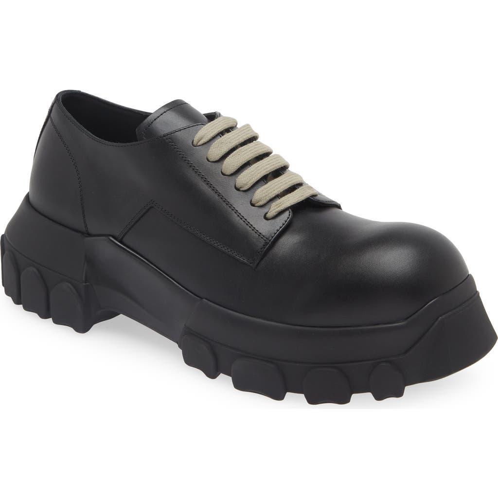 RICK OWENS Black Porterville Laceup Bozo Tractor Derbys Product Image