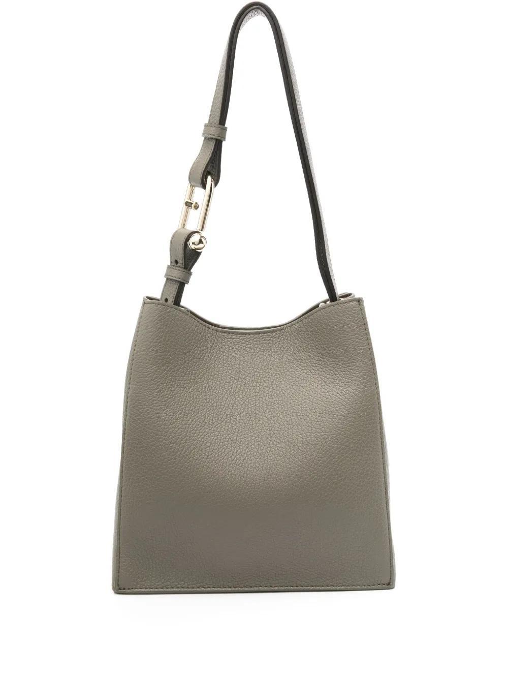 FURLA Mini Nuvola Leather Bucket Bag In Grau Product Image