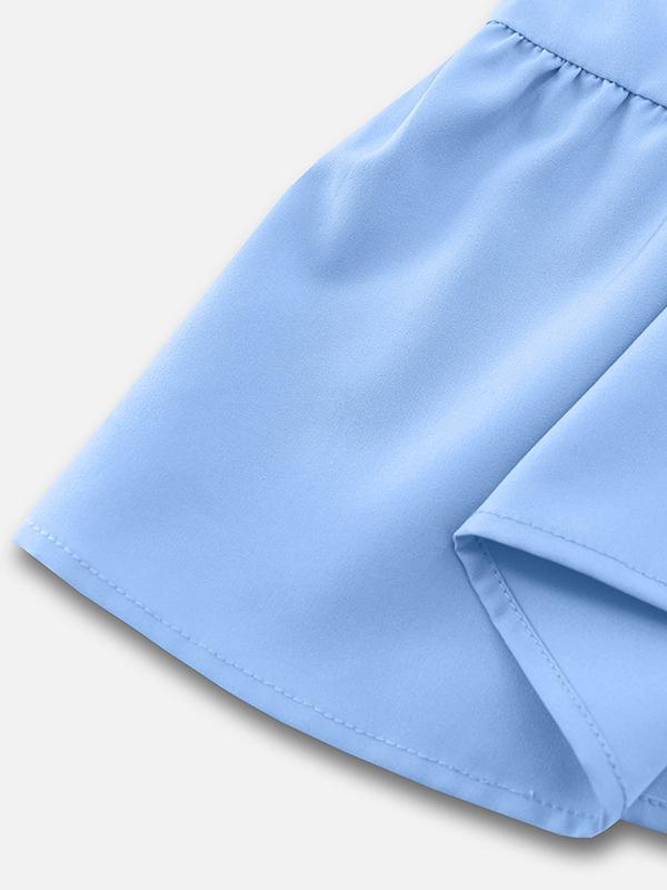 Loose Puff Sleeves Elasticity Pleated Solid Color Split-Joint Tiered Off-the-shoulder Mini Dresses Product Image