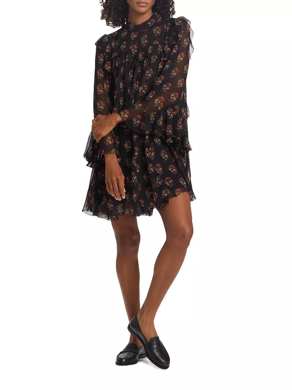 Alette Floral Silk Minidress Product Image