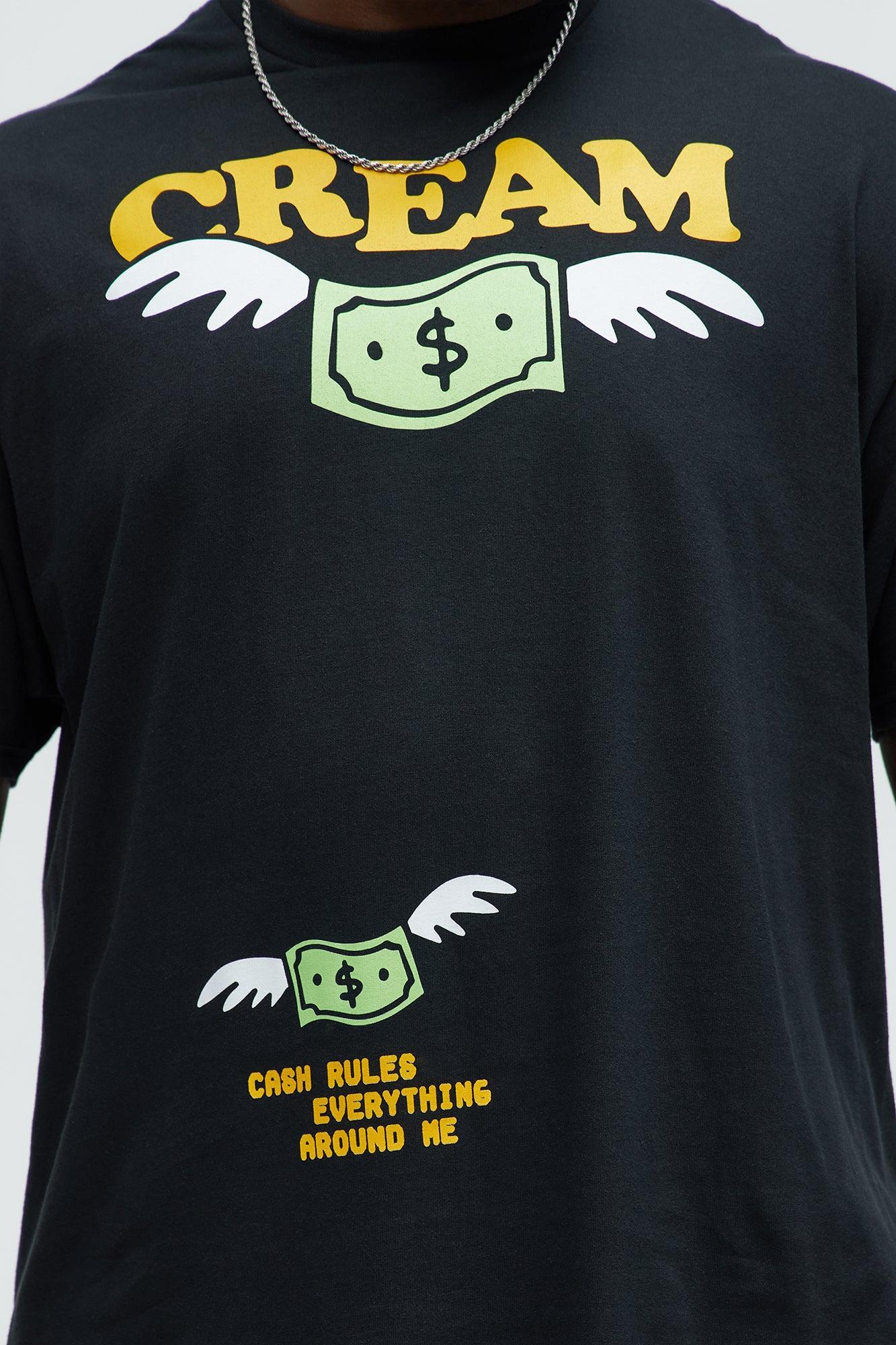 Flying Money Short Sleeve Crew Neck T shirt - Black Product Image