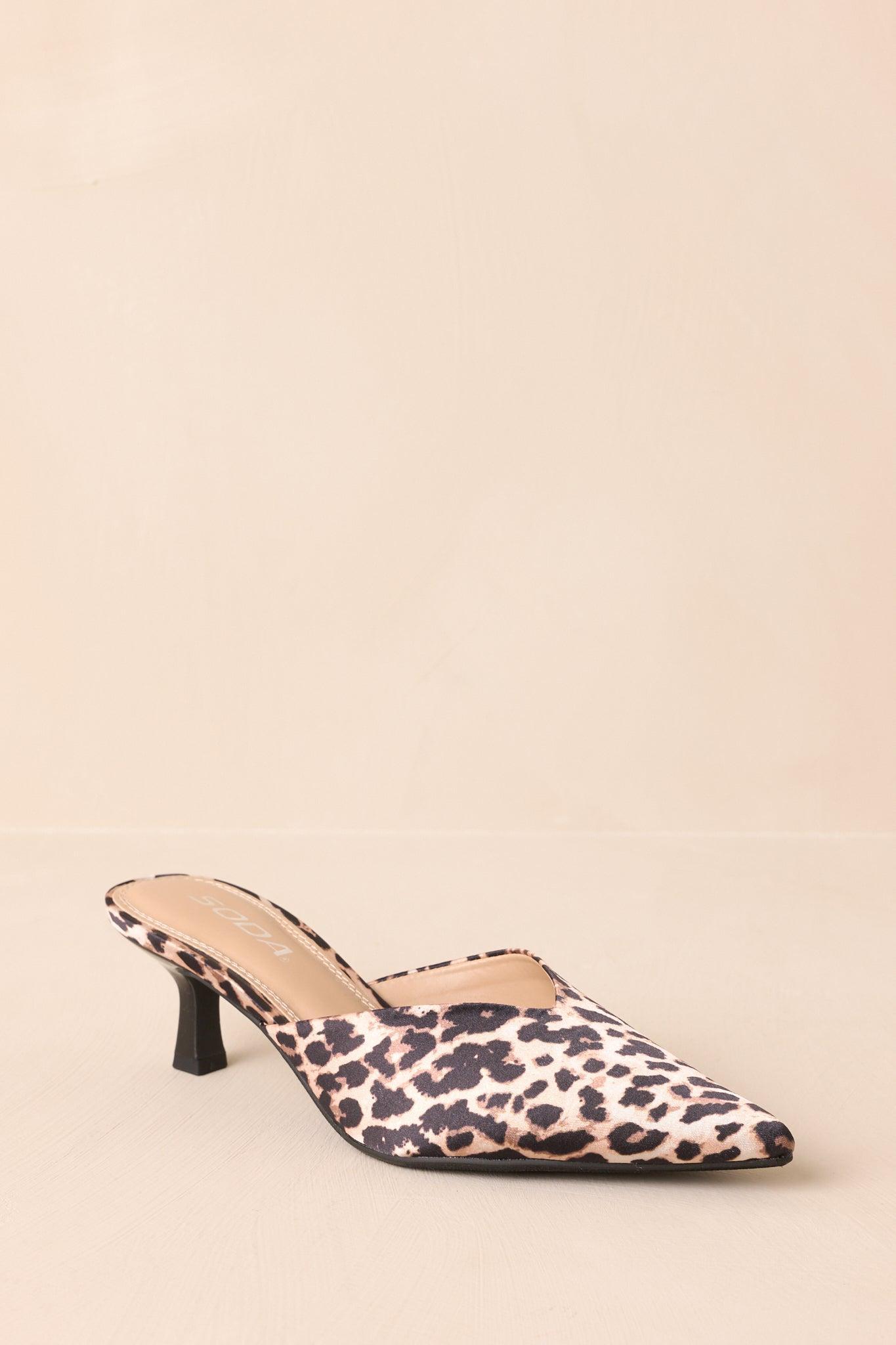 Wild Is the Wind Leopard Print Pointed Toe Kitten Heels Product Image