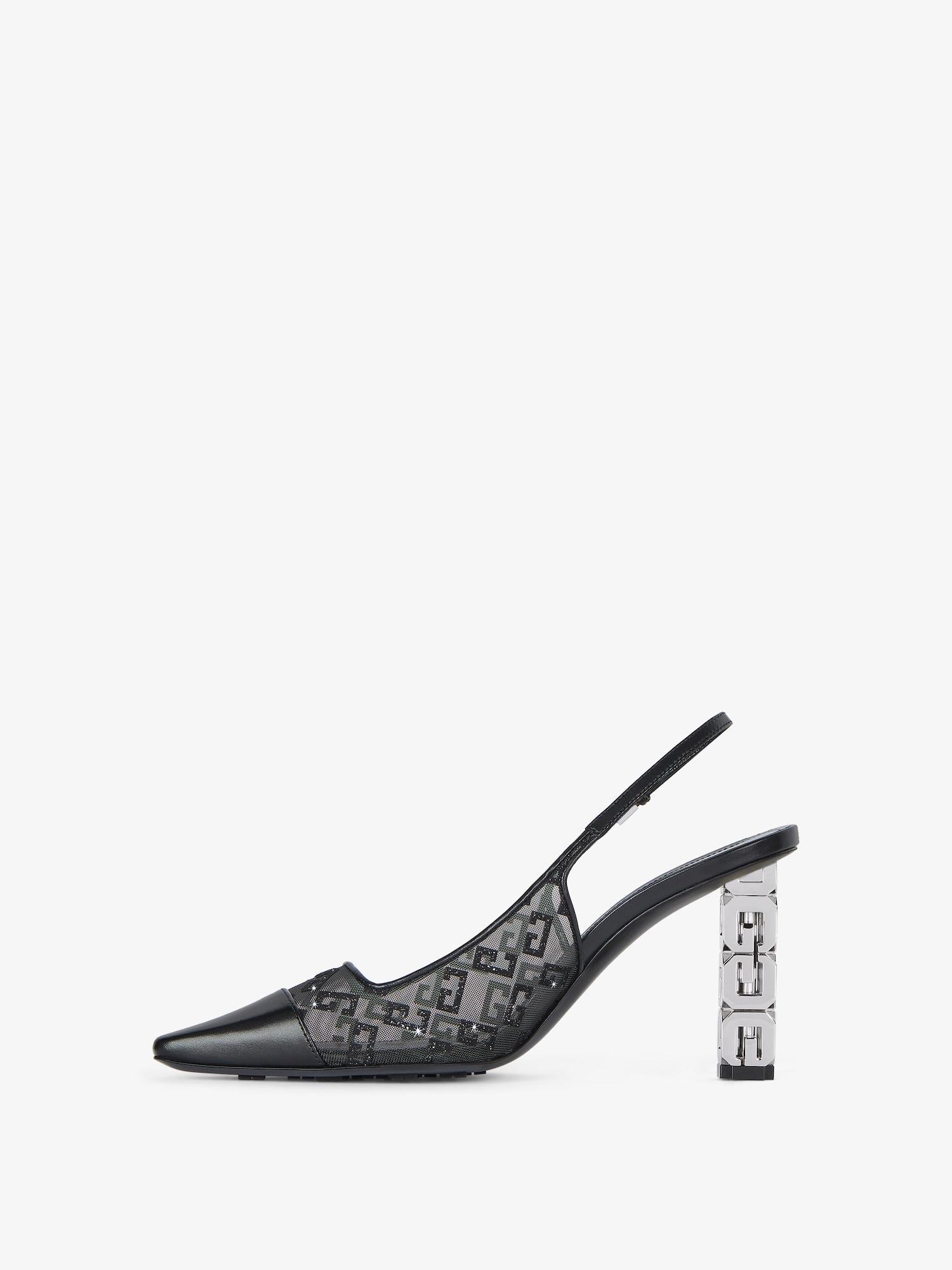 G Cube slingbacks in monogram 72 mesh with lurex Product Image