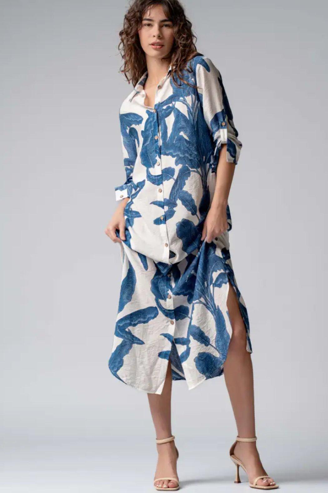 Tropical Button Down Dress Product Image