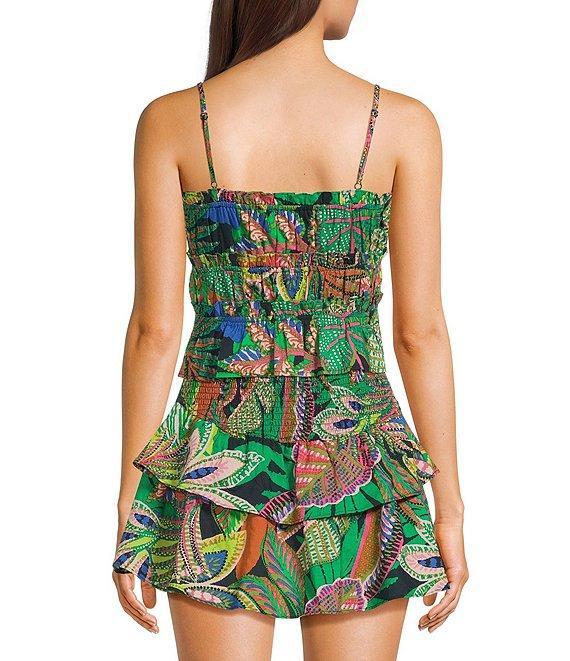 GB Tie Front Coordinating Tropical Print Front Tie Crop Top Product Image