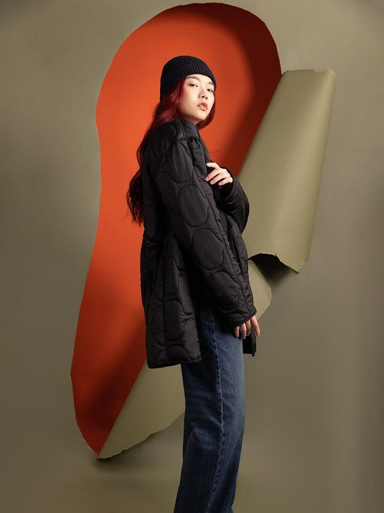 WOMEN'S MIXED MEDIA QUILTED LONG LINER Product Image