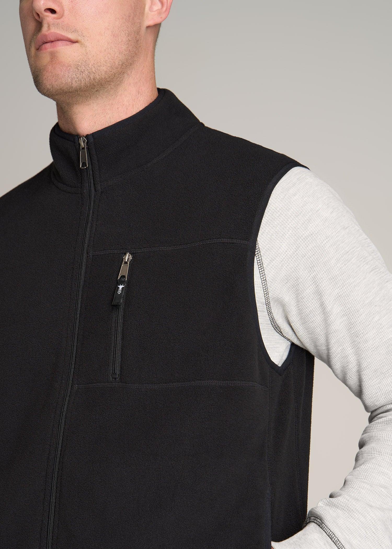 Polar Fleece Sweater Full Zip Vest for Tall Men in Black Product Image