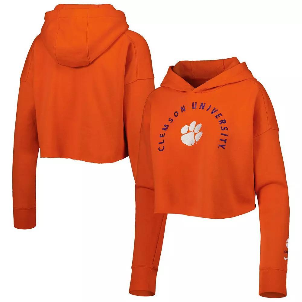 Women's Nike Orange Clemson Tigers 2-Hit Cropped Pullover Hoodie,  Product Image