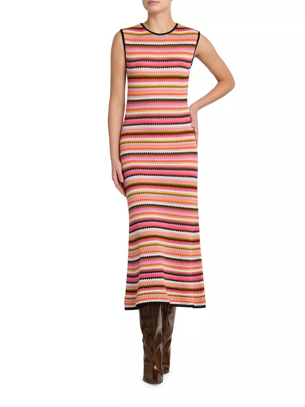 Striped Sleeveless Midi-Dress Product Image