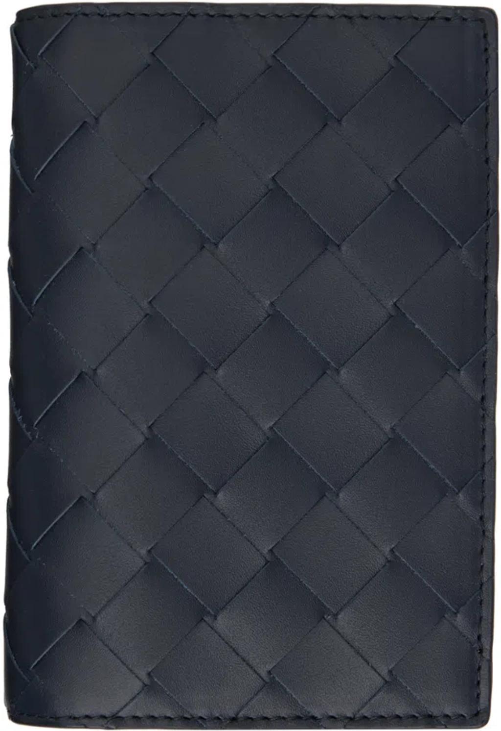 BOTTEGA VENETA Navy Intrecciato Passport Holder In Space/new Sauge Product Image